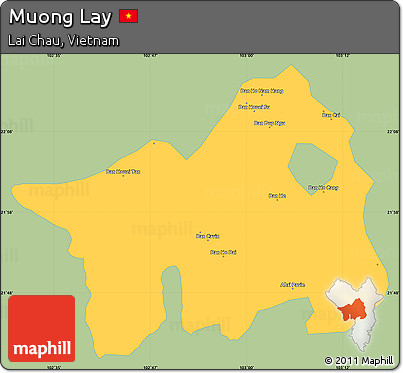 Savanna Style Simple Map of Muong Lay, single color outside