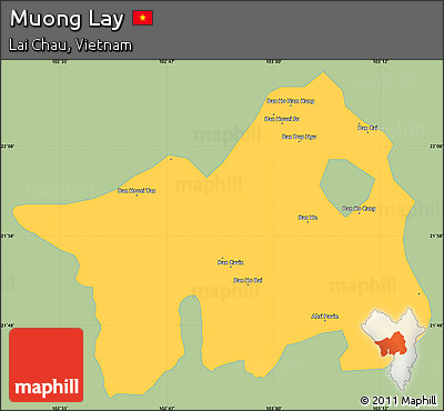 Savanna Style Simple Map of Muong Lay, single color outside
