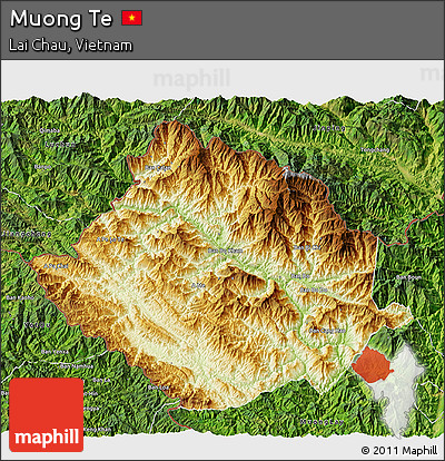 Physical 3D Map of Muong Te, satellite outside