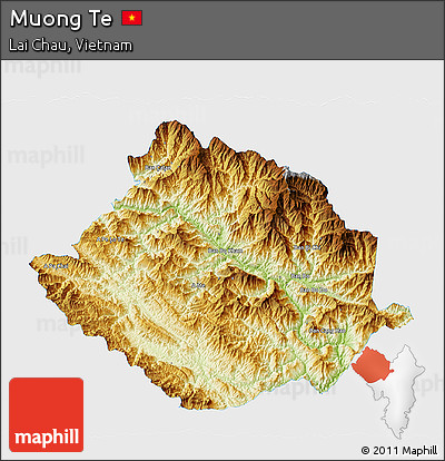 Physical 3D Map of Muong Te, single color outside