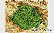 Satellite 3D Map of Muong Te, physical outside