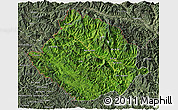Satellite 3D Map of Muong Te, semi-desaturated