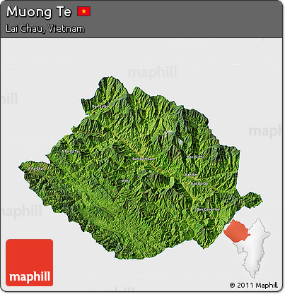 Satellite 3D Map of Muong Te, single color outside