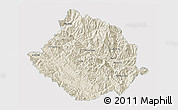 Shaded Relief 3D Map of Muong Te, single color outside