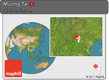 Satellite Location Map of Muong Te, highlighted parent region