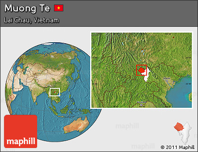 Satellite Location Map of Muong Te, highlighted parent region