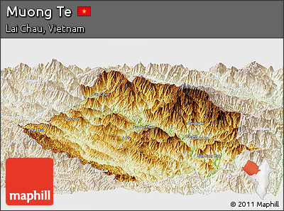 Physical Panoramic Map of Muong Te, lighten
