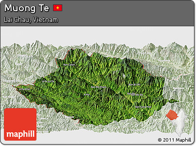 Satellite Panoramic Map of Muong Te, lighten