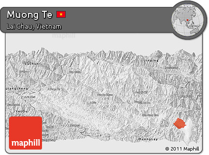 Silver Style Panoramic Map of Muong Te