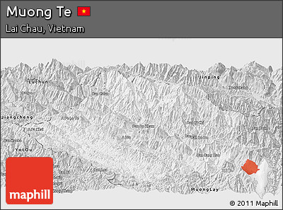 Silver Style Panoramic Map of Muong Te