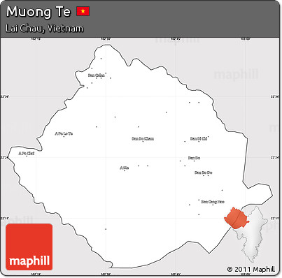 Silver Style Simple Map of Muong Te, cropped outside