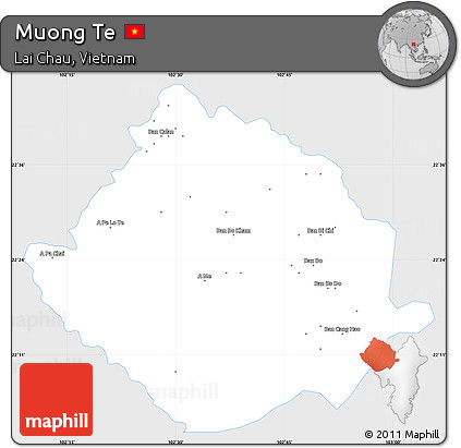 Silver Style Simple Map of Muong Te, single color outside