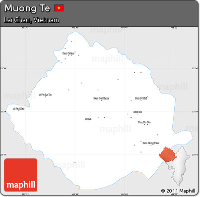 Silver Style Simple Map of Muong Te, single color outside