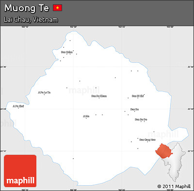 Silver Style Simple Map of Muong Te, single color outside