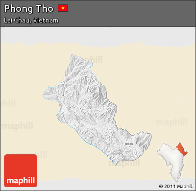 Classic Style 3D Map of Phong Tho, single color outside