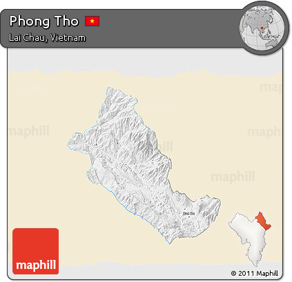 Classic Style 3D Map of Phong Tho, single color outside