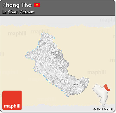Classic Style 3D Map of Phong Tho, single color outside