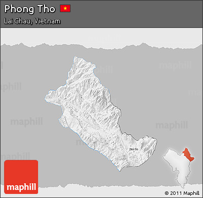 Gray 3D Map of Phong Tho, single color outside