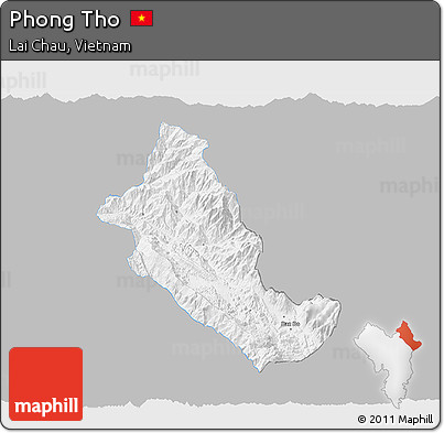 Gray 3D Map of Phong Tho, single color outside