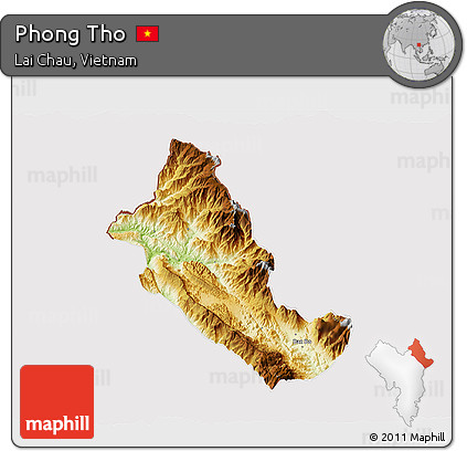 Physical 3D Map of Phong Tho, cropped outside