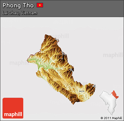 Physical 3D Map of Phong Tho, cropped outside