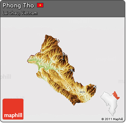 Physical 3D Map of Phong Tho, cropped outside