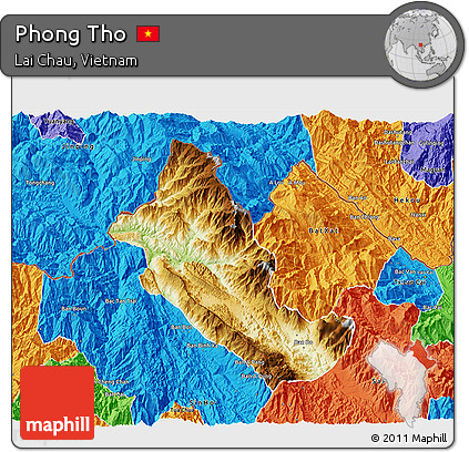 Physical 3D Map of Phong Tho, political outside