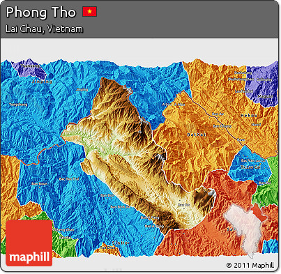 Physical 3D Map of Phong Tho, political outside