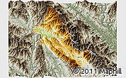 Physical 3D Map of Phong Tho, semi-desaturated