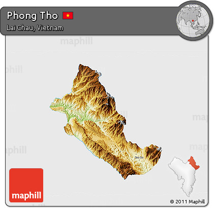 Physical 3D Map of Phong Tho, single color outside