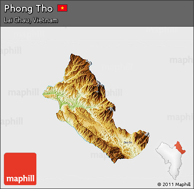 Physical 3D Map of Phong Tho, single color outside