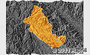 Political 3D Map of Phong Tho, darken, desaturated