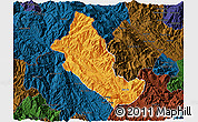 Political 3D Map of Phong Tho, darken