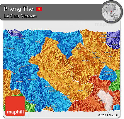 Political 3D Map of Phong Tho