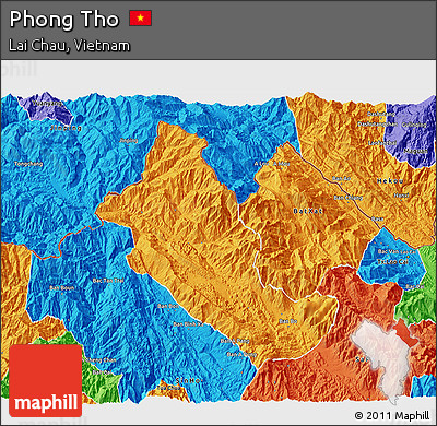 Political 3D Map of Phong Tho