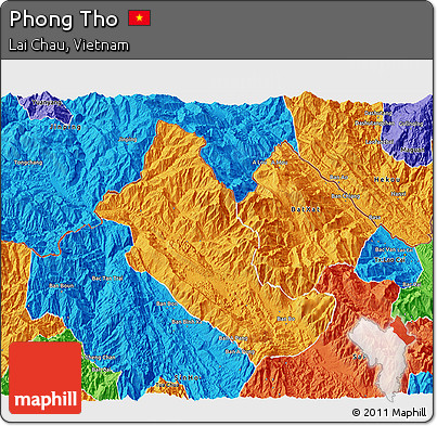 Political 3D Map of Phong Tho