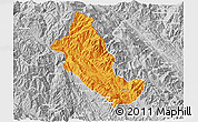 Political 3D Map of Phong Tho, lighten, desaturated