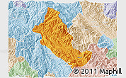 Political 3D Map of Phong Tho, lighten