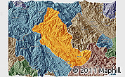 Political 3D Map of Phong Tho, semi-desaturated