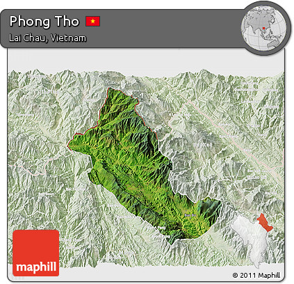 Satellite 3D Map of Phong Tho, lighten