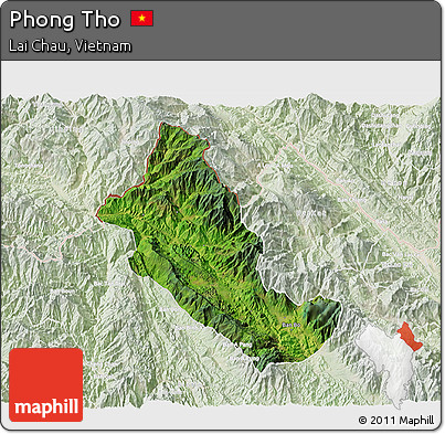 Satellite 3D Map of Phong Tho, lighten