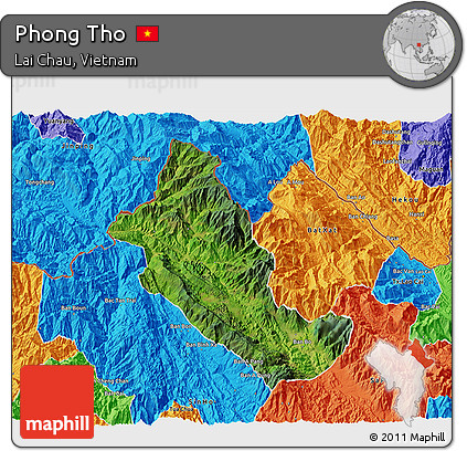Satellite 3D Map of Phong Tho, political outside