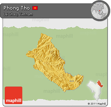 Savanna Style 3D Map of Phong Tho, single color outside