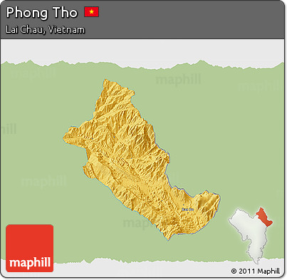 Savanna Style 3D Map of Phong Tho, single color outside