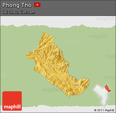 Savanna Style 3D Map of Phong Tho, single color outside