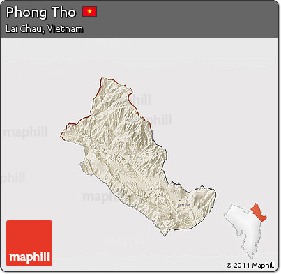 Shaded Relief 3D Map of Phong Tho, cropped outside