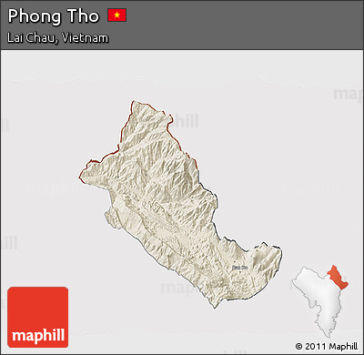 Shaded Relief 3D Map of Phong Tho, cropped outside