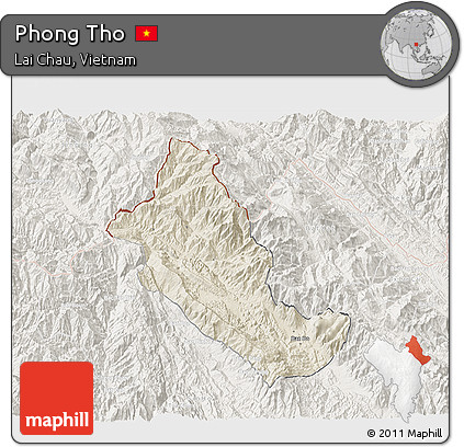 Shaded Relief 3D Map of Phong Tho, lighten