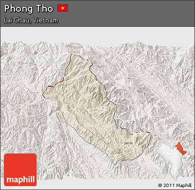 Shaded Relief 3D Map of Phong Tho, lighten