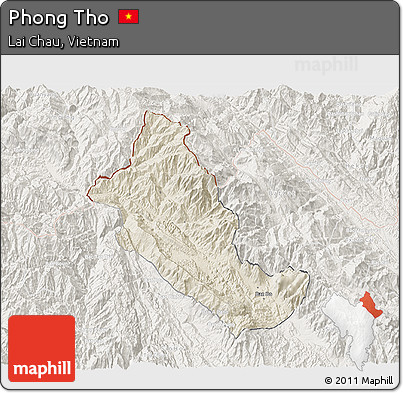 Shaded Relief 3D Map of Phong Tho, lighten